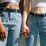 Two girls holding hands