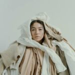 Woman wrapped with Fabrics