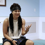 Amber Whittington sitting down at The Dinah with Nonchalant