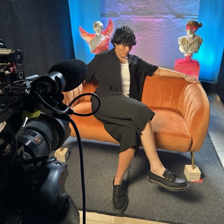 Flavia Lamaro on the IKAG set